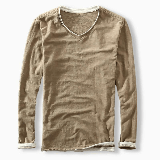Levoire | Pull pour hommes style japonais élégants contrastes décontracté confort coton Braun
