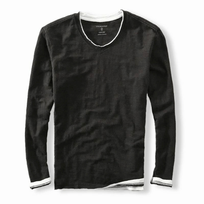 Levoire | Pull pour hommes style japonais élégants contrastes décontracté confort coton Noir