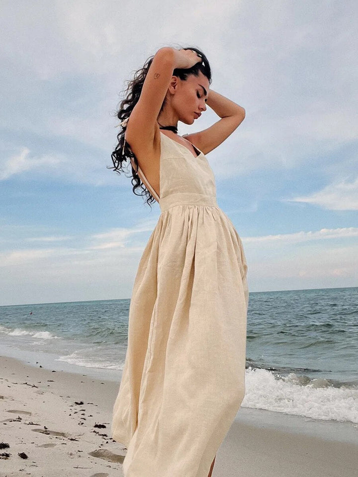 Levoire | Robe De Plage En Lin Abricot (encore 4 en stock)