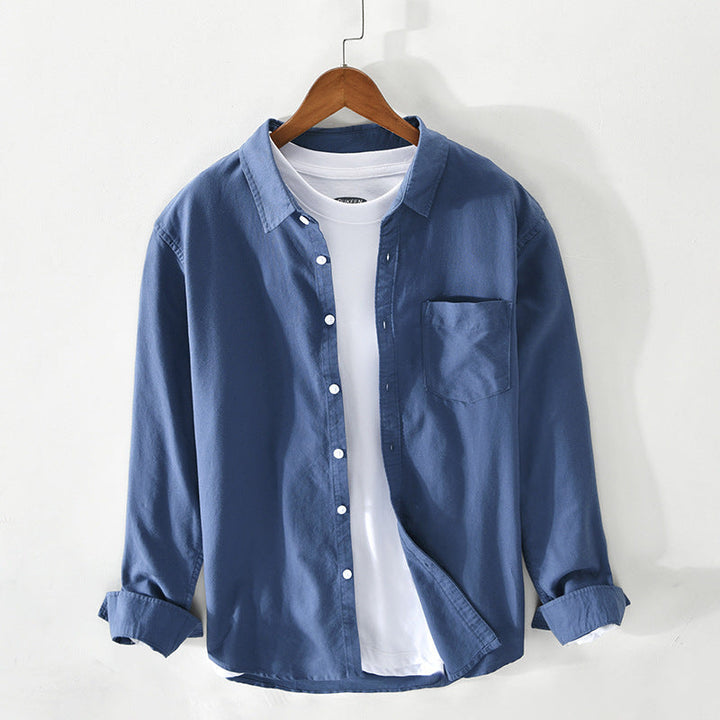 Levoire | Chemise Oxford Pour Hommes En Coton Respirant Classique, Polyvalente Et Confortable Bleu foncé