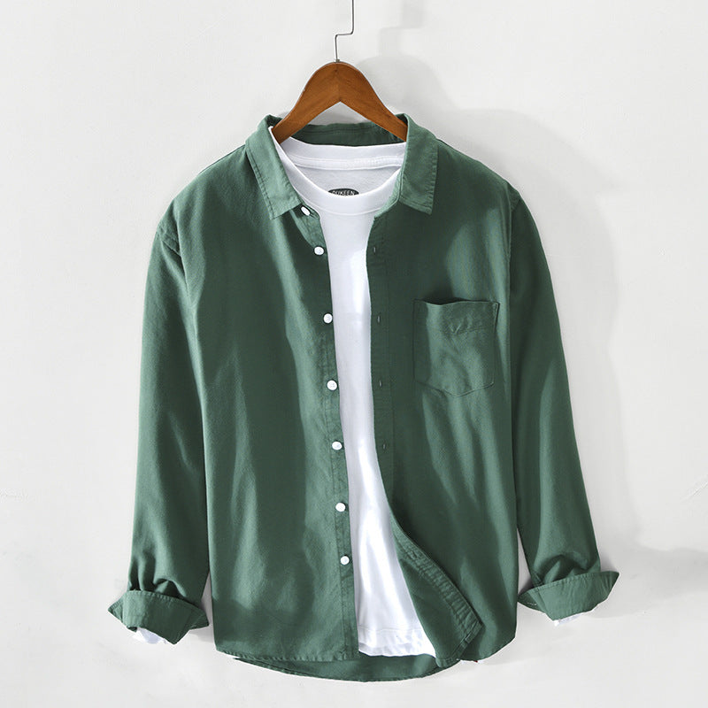 Levoire | Chemise Oxford Pour Hommes En Coton Respirant Classique, Polyvalente Et Confortable Vert foncé