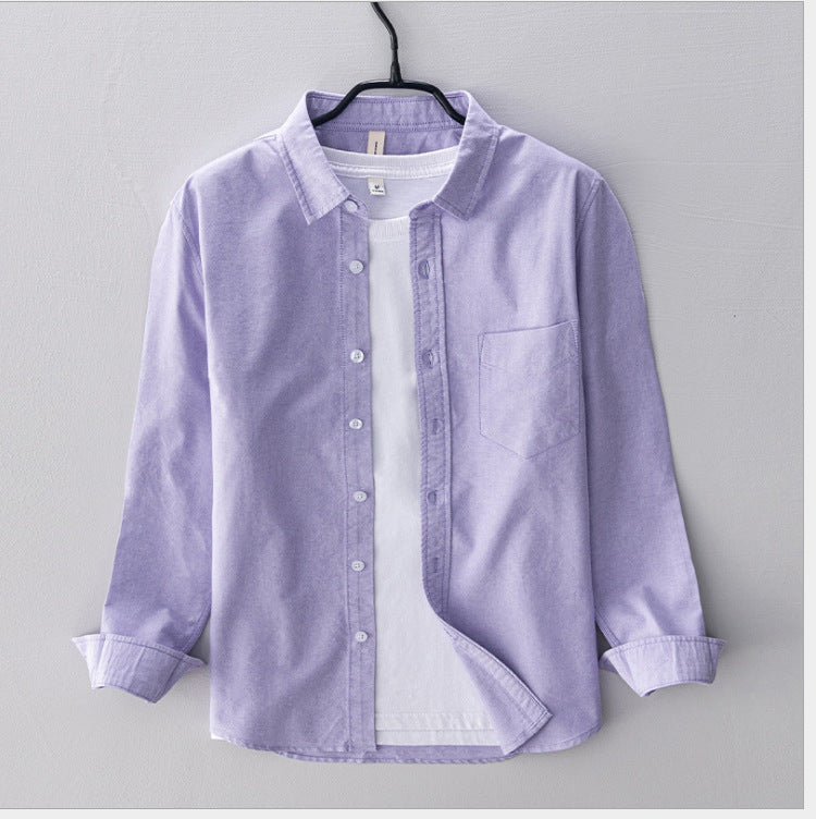 Levoire | Chemise Oxford Pour Hommes En Coton Respirant Classique, Polyvalente Et Confortable Lilas