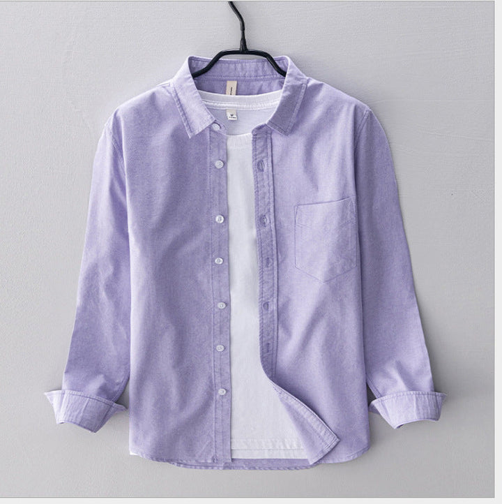 Levoire | Chemise Oxford Pour Hommes En Coton Respirant Classique, Polyvalente Et Confortable Lilas