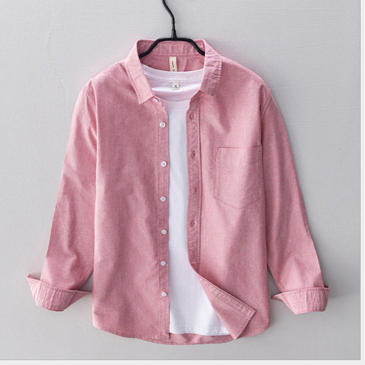 Levoire | Chemise Oxford Pour Hommes En Coton Respirant Classique, Polyvalente Et Confortable Rose