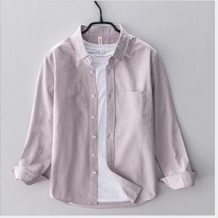 Levoire | Chemise Oxford Pour Hommes En Coton Respirant Classique, Polyvalente Et Confortable Rosa