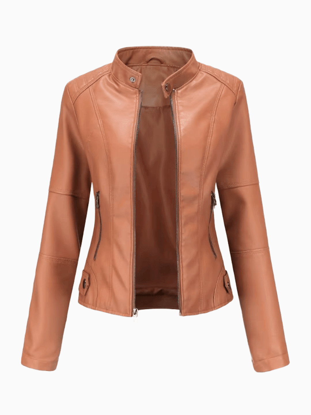 Levoire | Veste en cuir femmes Luxe Cuir véritable Vêtements pour femmes Style intemporel Braun