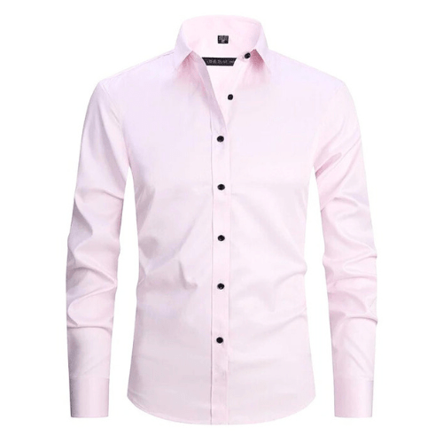 Levoire | Chemise à manches longues stretch pour hommes Chemise sans repassage Confortable Rosa