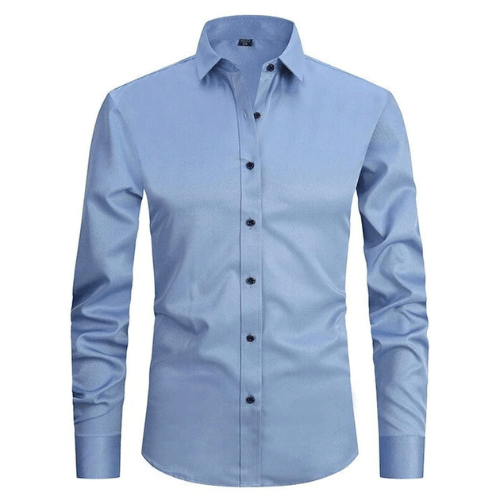 Levoire | Chemise à manches longues stretch pour hommes Chemise sans repassage Confortable Bleu clair