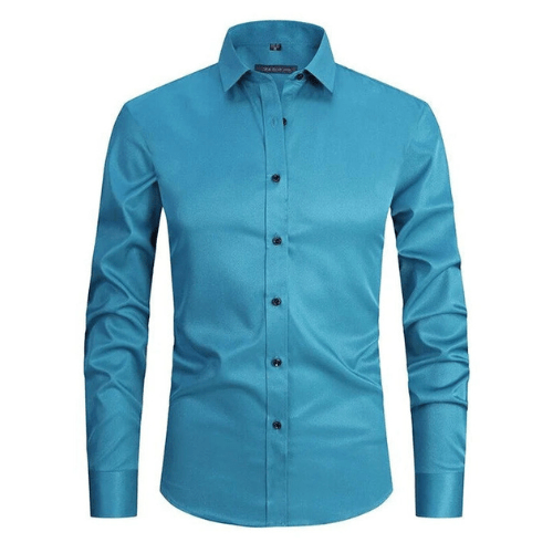 Levoire | Chemise à manches longues stretch pour hommes Chemise sans repassage Confortable Turquoise