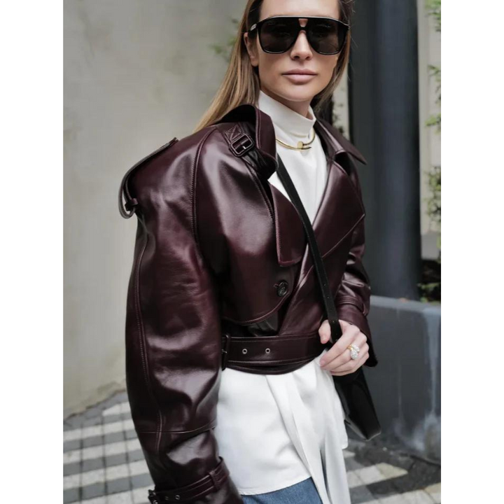 Levoire | Veste Courte Élégante Marron foncé