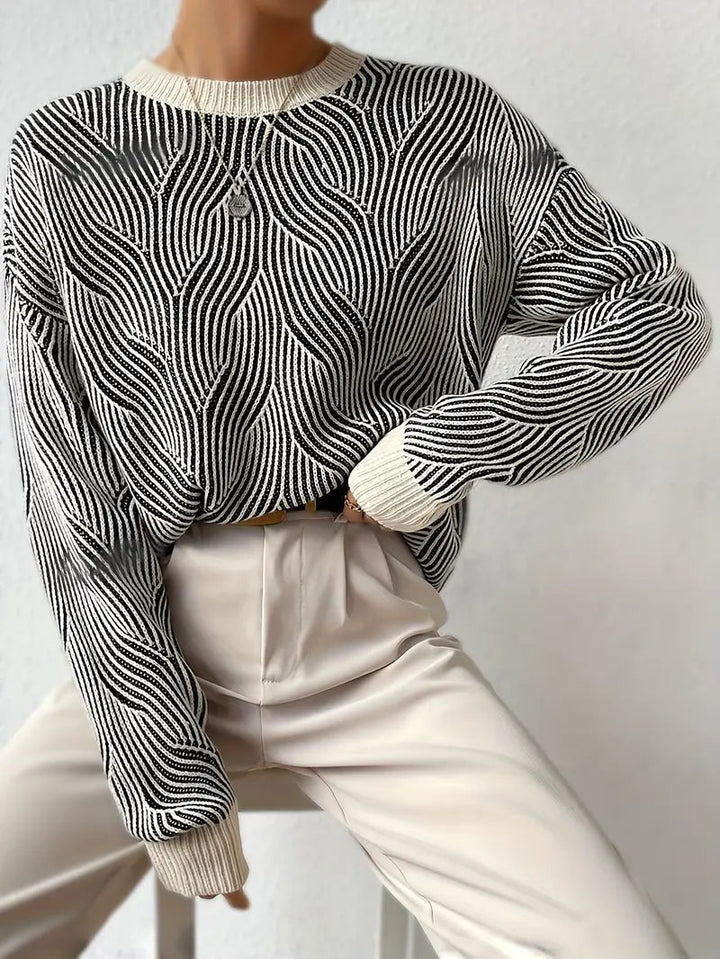 Levoire | Pull-Over Avec Impression Abstraite Élégant, Chaud Et Unique Noir