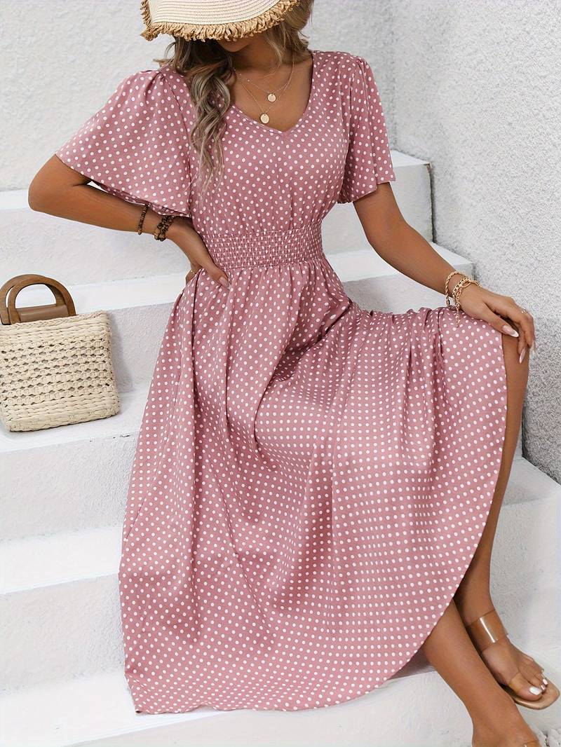 Levoire | Imprimé Robe À Manches Courtes Pour Le Printemps Et L'Été Blassrose-Gris