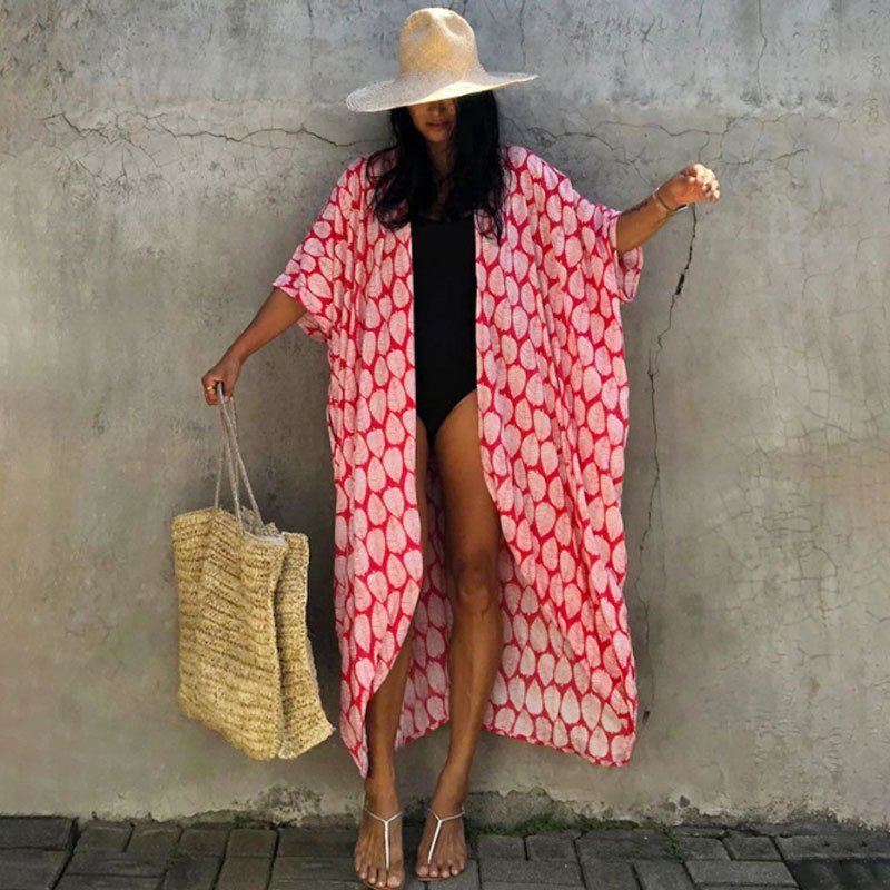 Levoire | Ranta Bikini Kimono Jacket Rot Feuille une taille