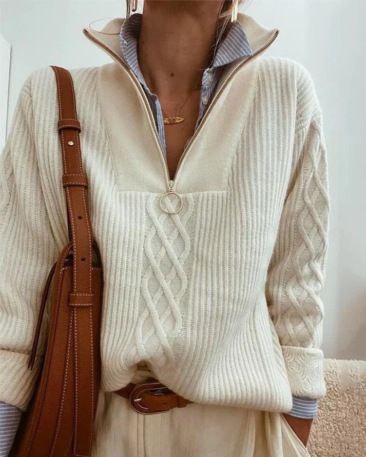 Levoire | Pull Demi-Zip Pour Femmes Beige