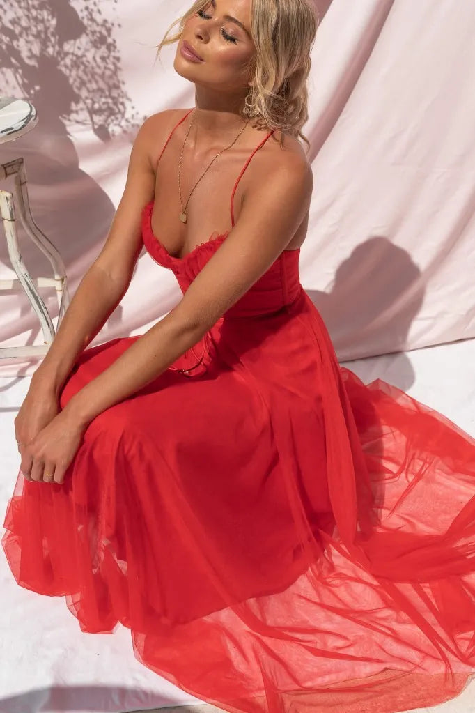 Levoire | Robe Maxi Stylée Pour Femmes Aurora Rot