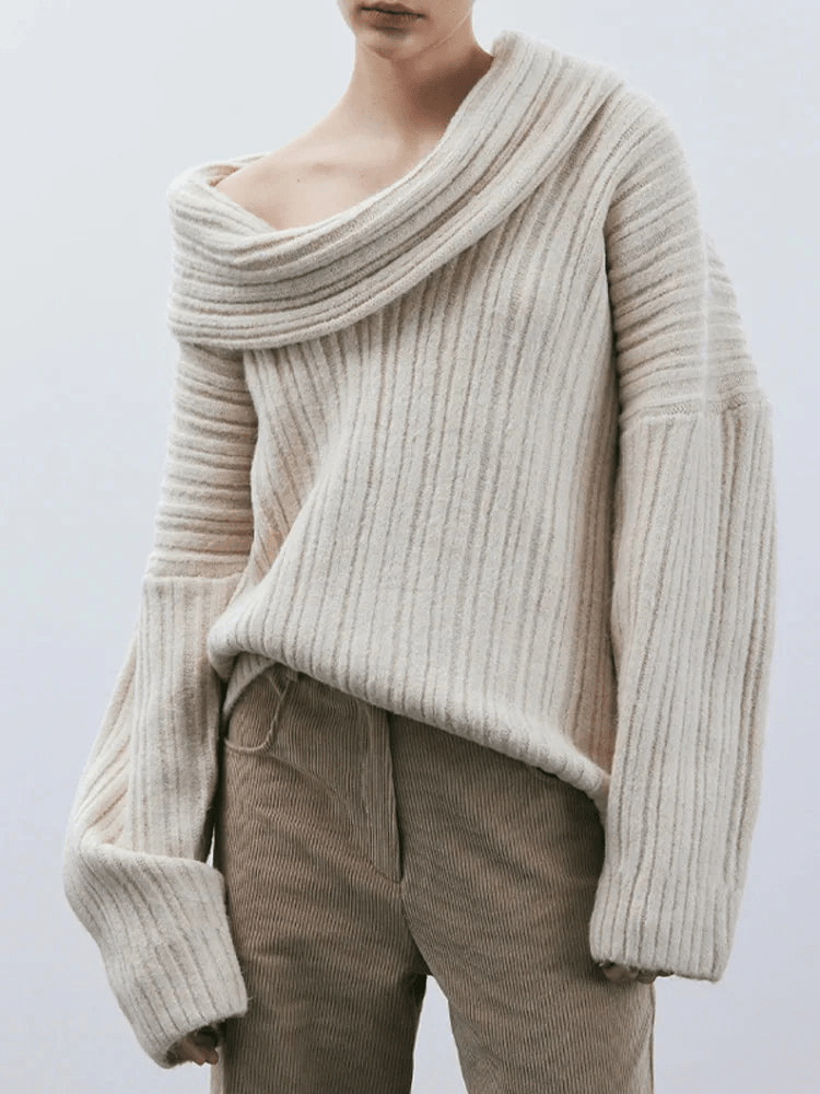 Levoire | Pull-over élégant à épaules dénudées pour femmes Abricot