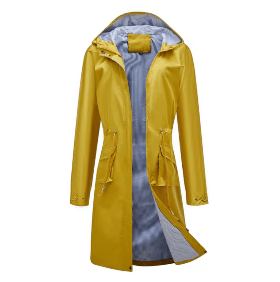 Levoire | Manteau Long Femme Imperméable Capuche Confort Jaune