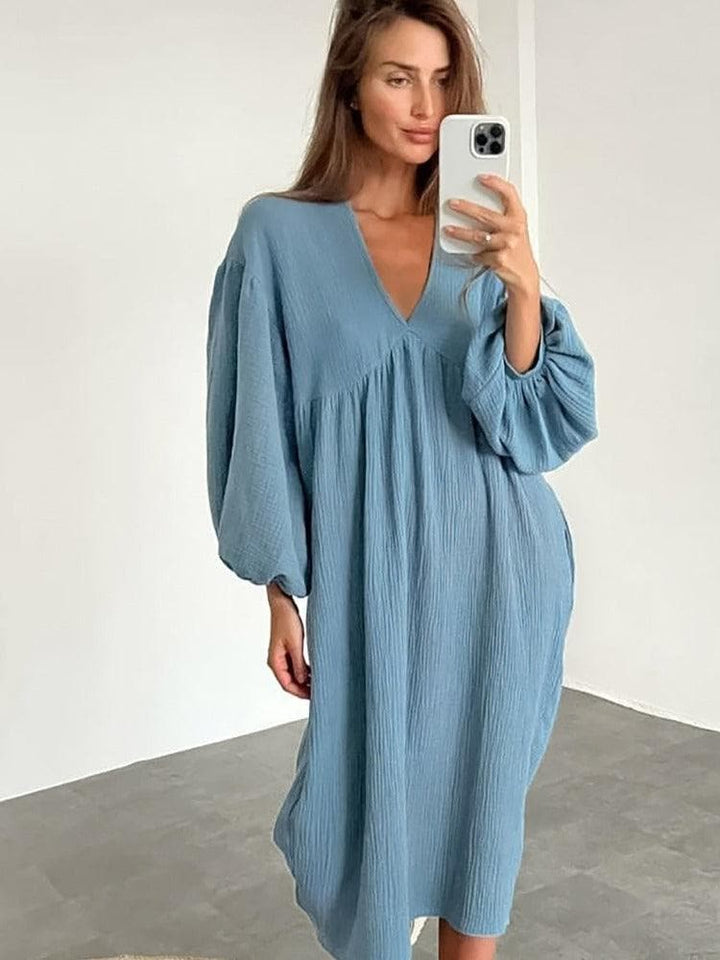 Levoire | Robe longue à col en V Bleu