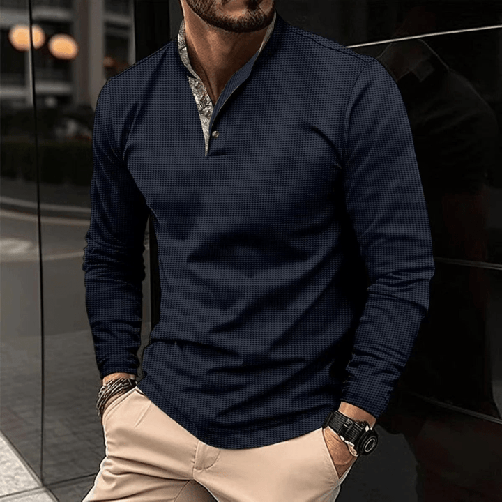 Levoire | Pull Polo Col Coloré Homme Bleu marine