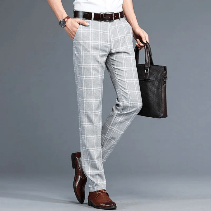 Levoire | Pantalon à carreaux Pantalon pour homme confortable avec motif à carreaux classique Gris