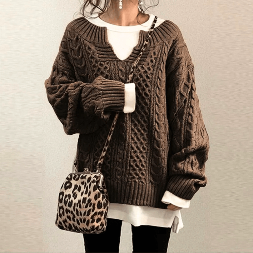 Levoire | Pull Décontracté Femme Chaud Confort Tendance Braun