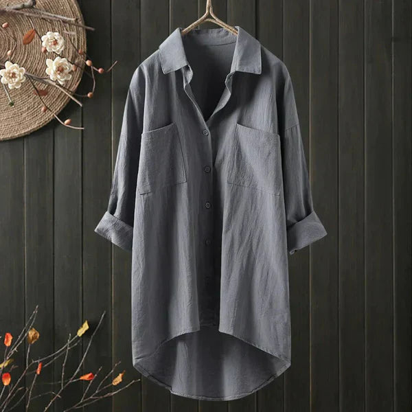 Levoire | Chemise En Lin Surdimensionnée Avec Poche Poitrine Gris