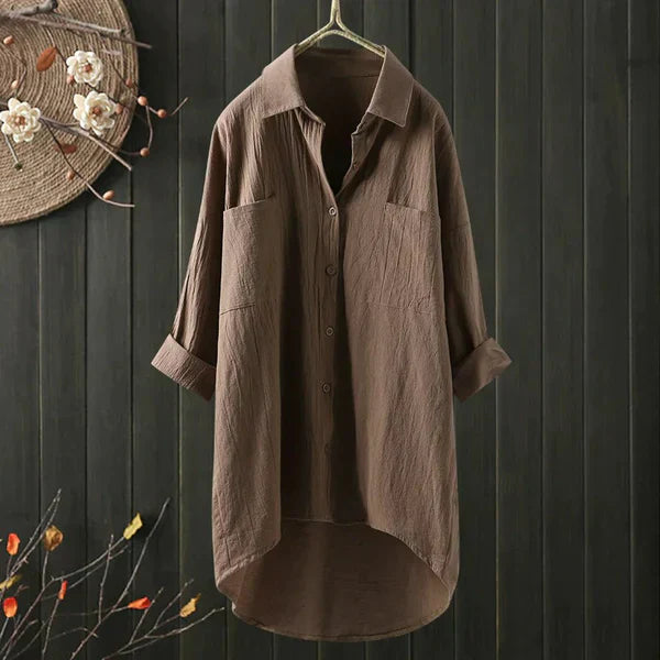 Levoire | Chemise En Lin Surdimensionnée Avec Poche Poitrine Braun