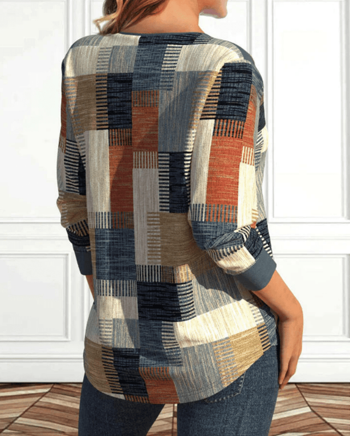Levoire | Haut Élégante Femme Confortable Avec Un Motif Rétro Carreaux Unique