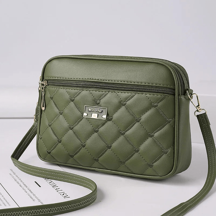Levoire | Sac à main pour femmes avec motif en diamant et fermeture éclair Vert