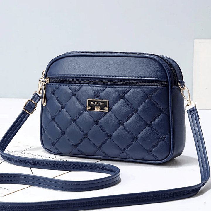 Levoire | Sac à main pour femmes avec motif en diamant et fermeture éclair Bleu