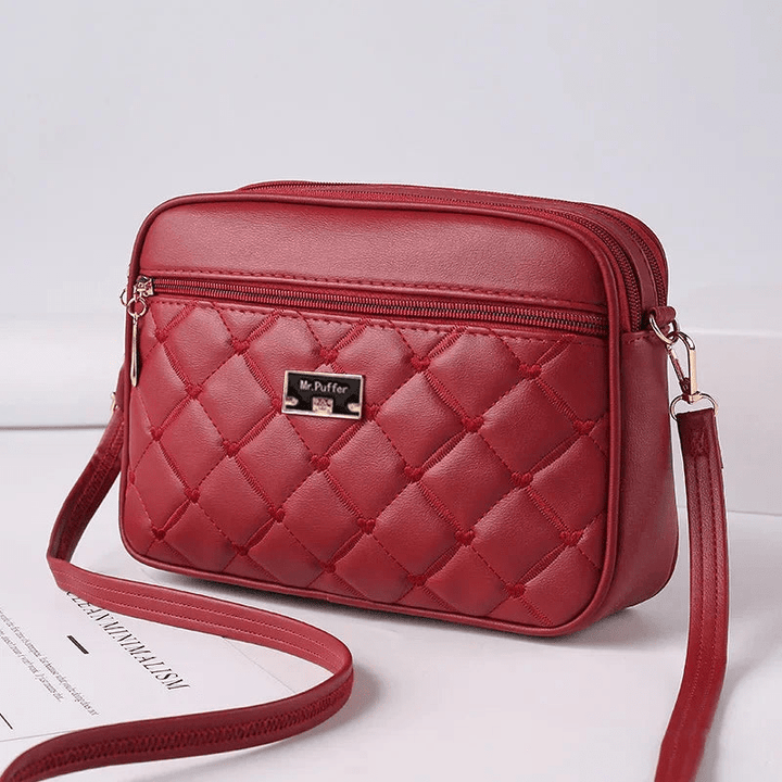Levoire | Sac à main pour femmes avec motif en diamant et fermeture éclair Rot