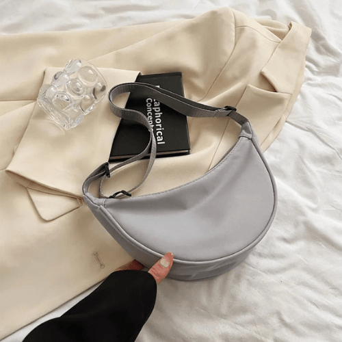 Levoire | Sac à bandoulière en nylon avec fermeture éclair et bandoulière réglable Gris