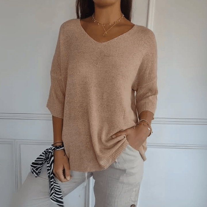 Levoire | Pull V à col en V Abricot