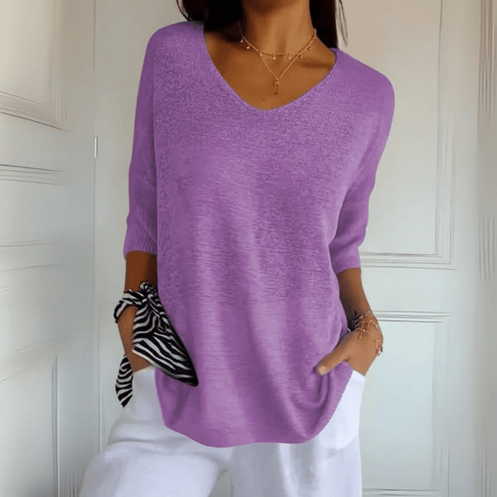 Levoire | Top À Col En V Brodé Lilas