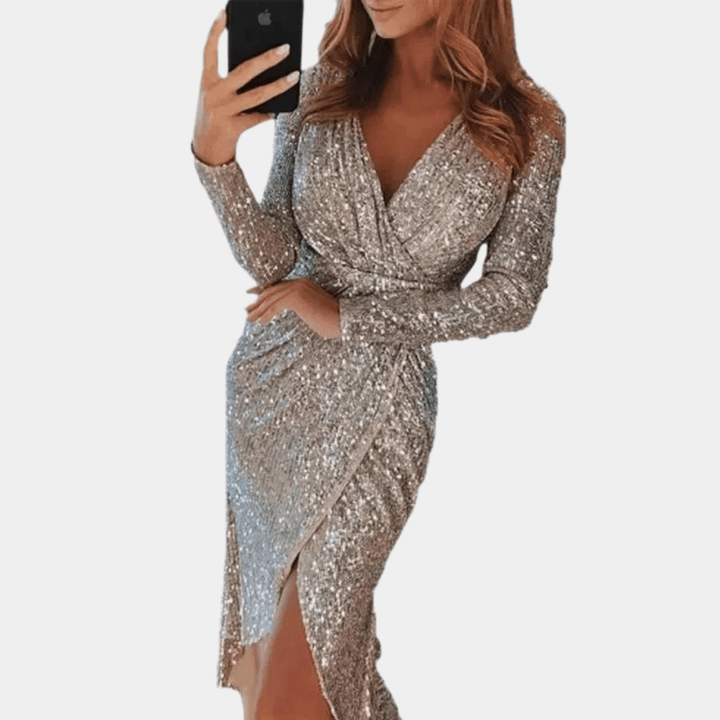 Levoire | Robe paillettes midi femme Argent