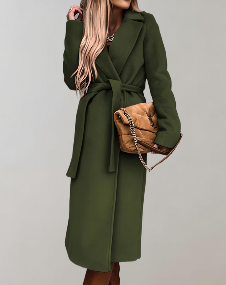 Levoire | Manteau long d'automne avec ceinture Vert armée