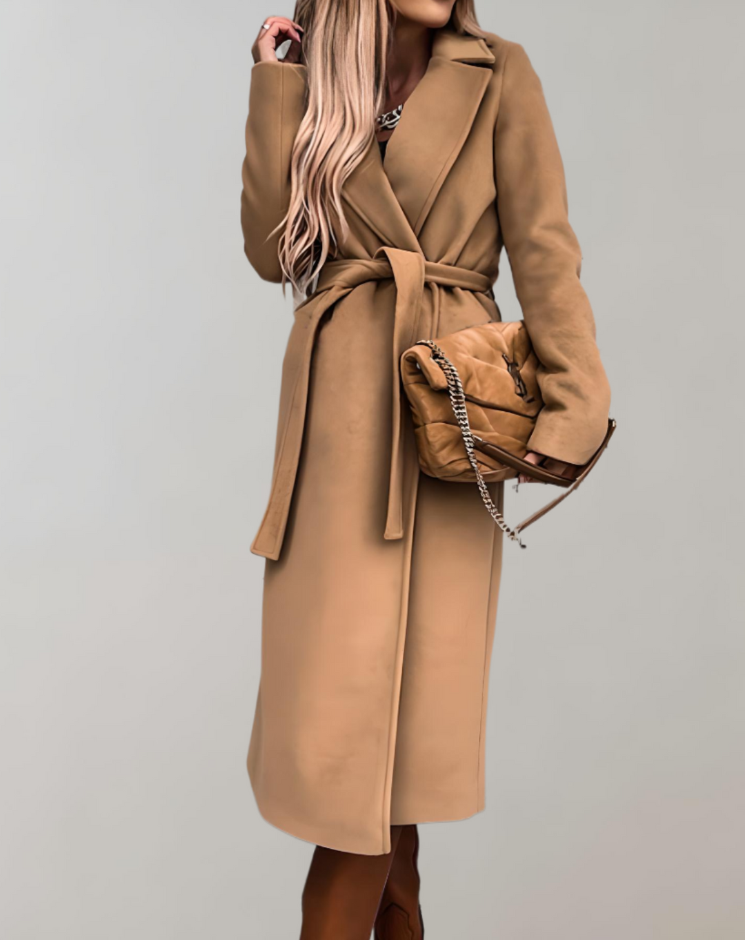 Levoire | Manteau long d'automne avec ceinture Kaki