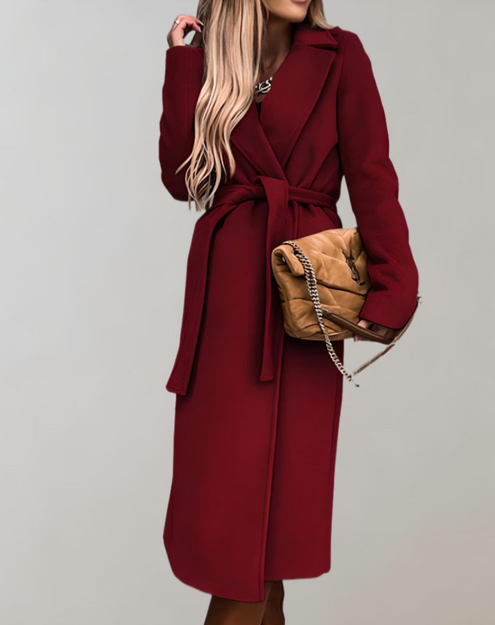 Levoire | Manteau long d'automne avec ceinture Rouge bourgogne