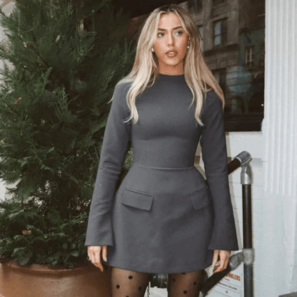 Levoire | Robe élégante pour femmes Bodyshape avec manches longues Gris foncé