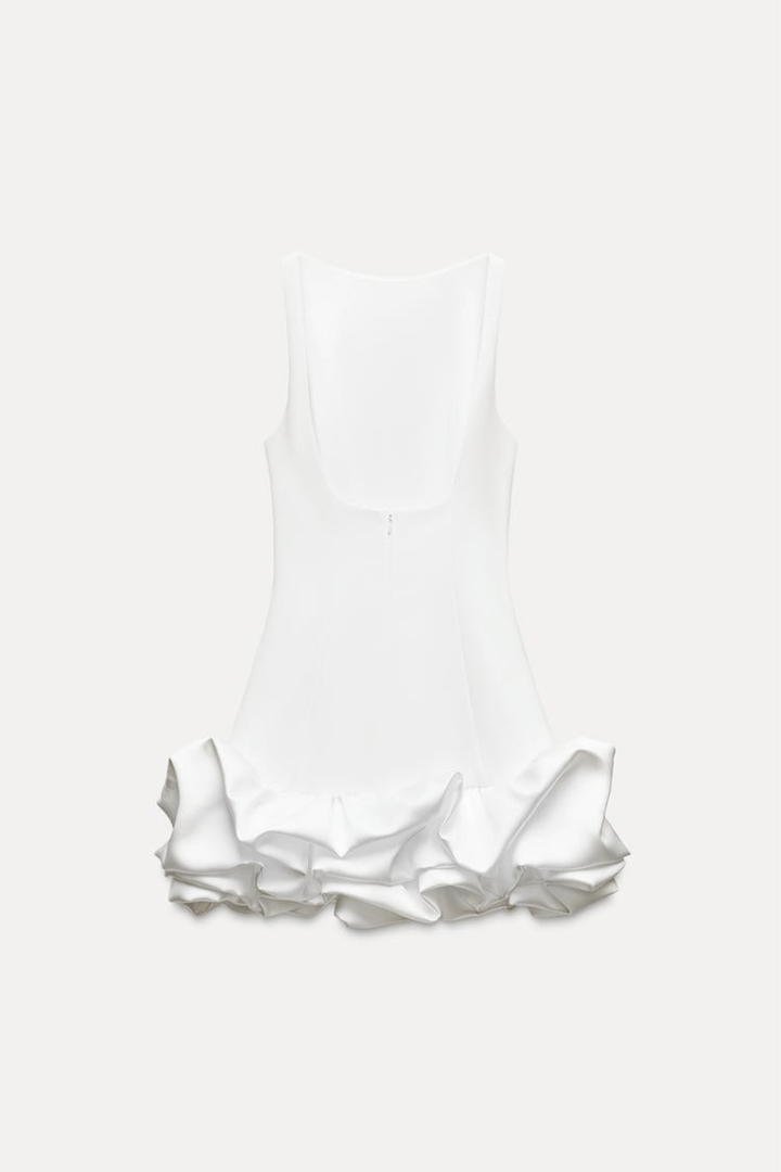 Levoire | Robe Mini Volants Sans Manches Blanc