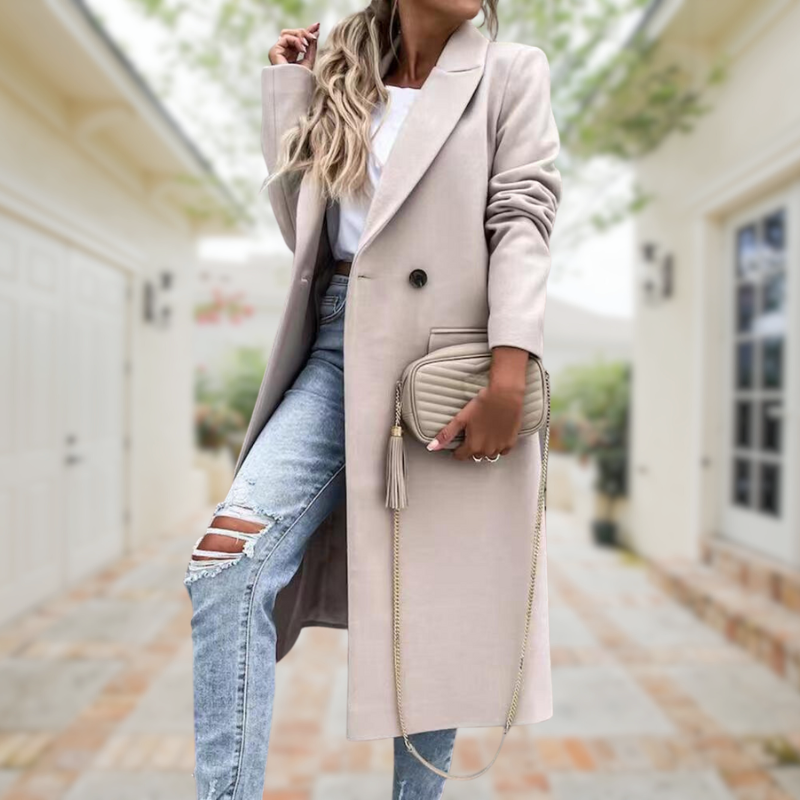 Levoire | Élégant Et Chic Manteau Long Abricot