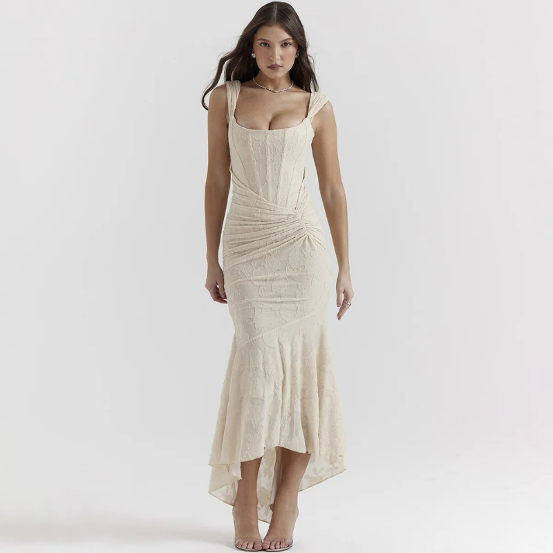 Levoire | Bodycon Maxi Robe Avec Ouverture Paule Juste Ivoire
