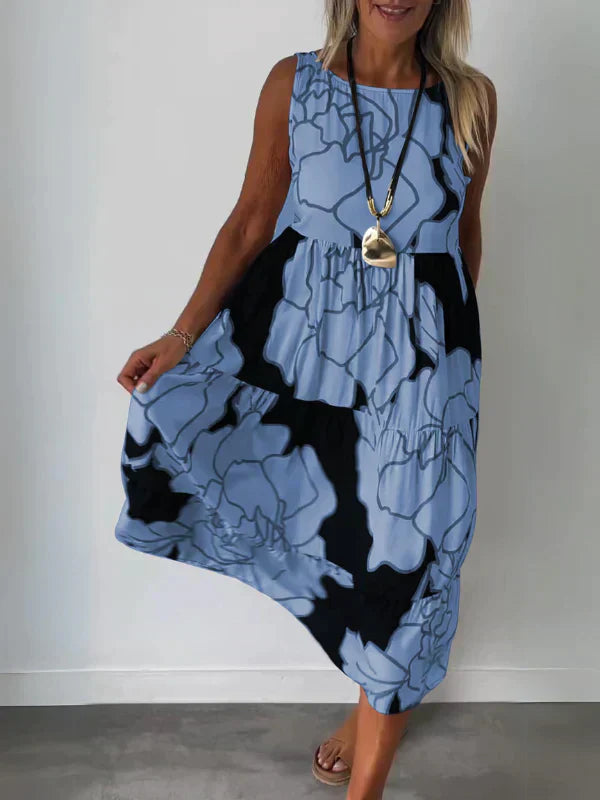 Levoire | Robe Sans Manches Avec Impression Bleu