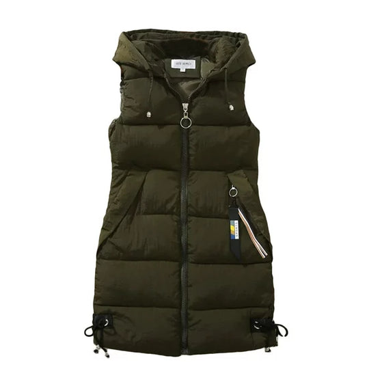 Levoire | Veste À Capuche Chaude Sans Manches Avec Poches Zippées vert armée