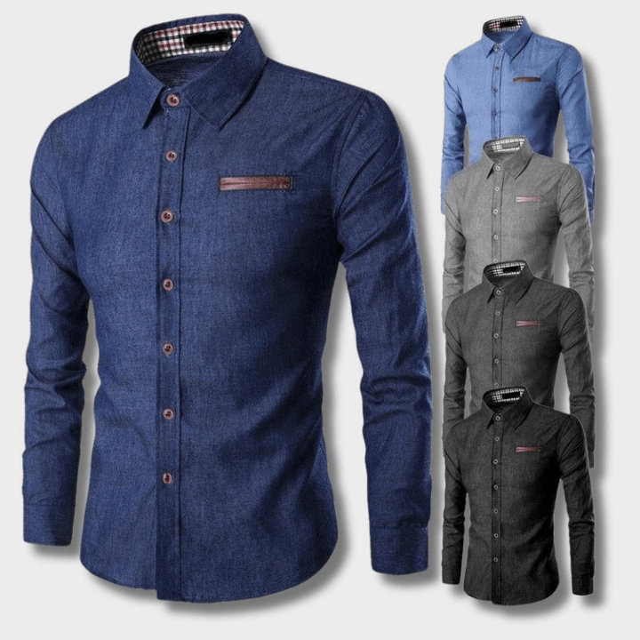 Levoire | Chemise homme en denim Blouse Polo en denim intemporel à manches longues