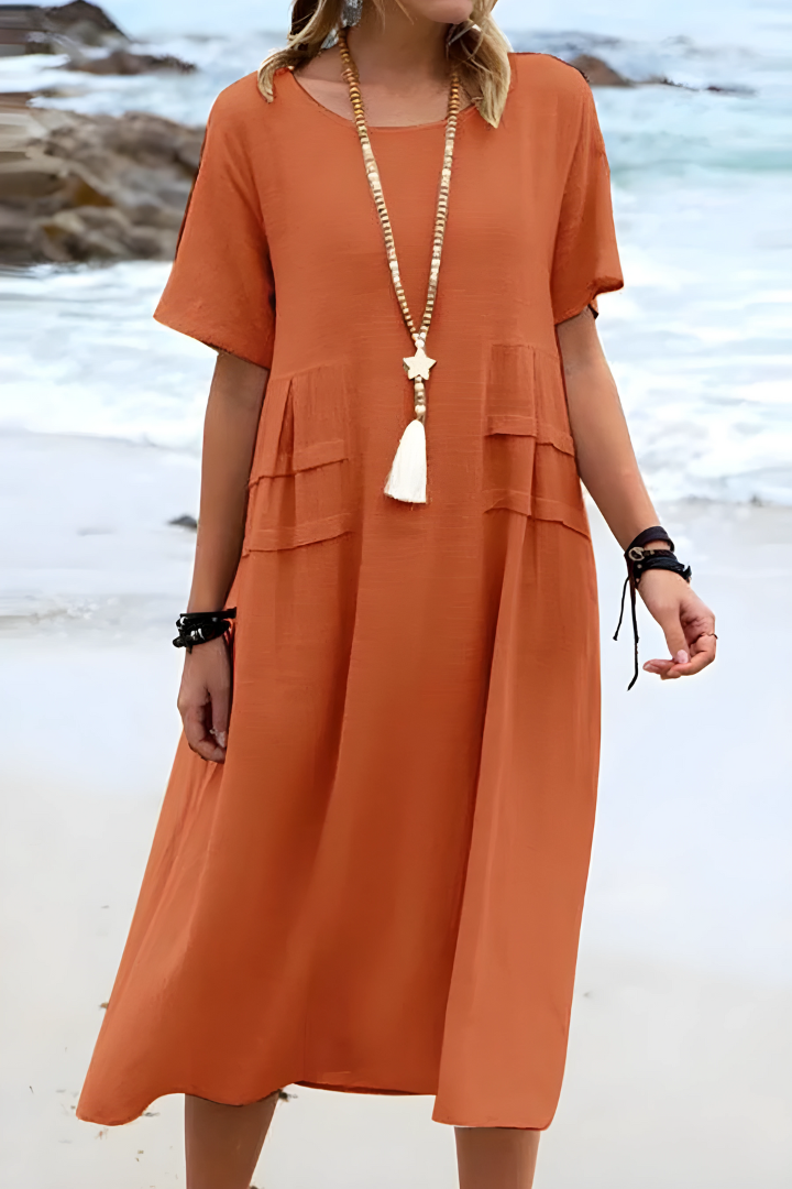 Levoire | Belle Robe Longue Avec Design Empilé Orange