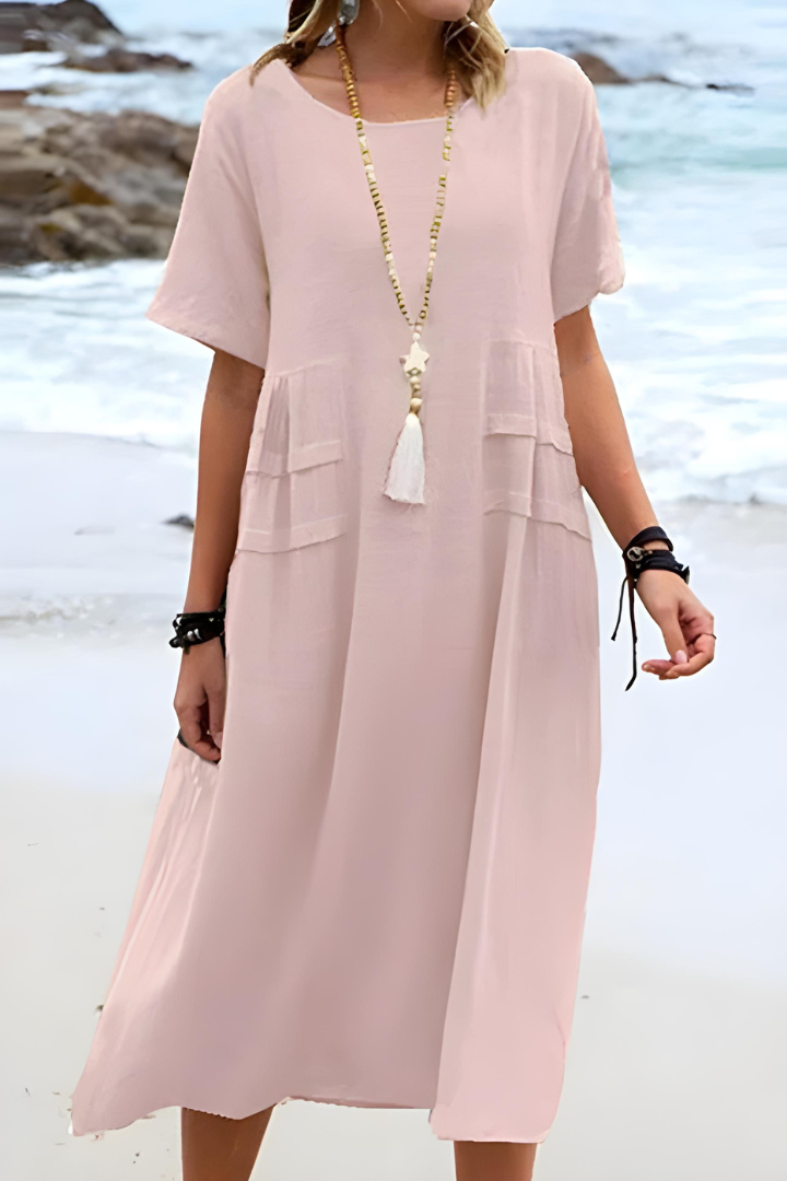 Levoire | Belle Robe Longue Avec Design Empilé Rosa