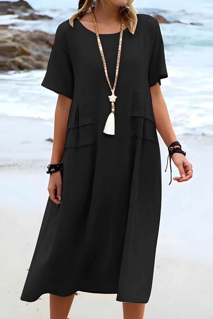 Levoire | Belle Robe Longue Avec Design Empilé Noir