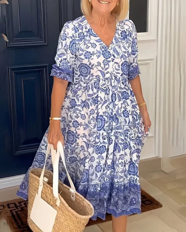 Levoire | Robe Fleurie Élégante À Décolleté En V