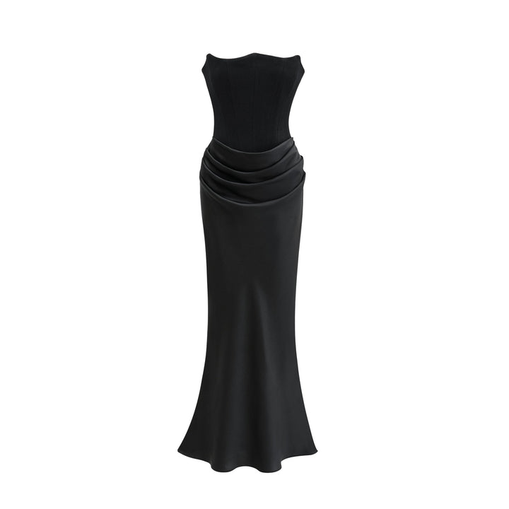 Levoire | Robe Maxi Drapée Off-Shoulder Noir